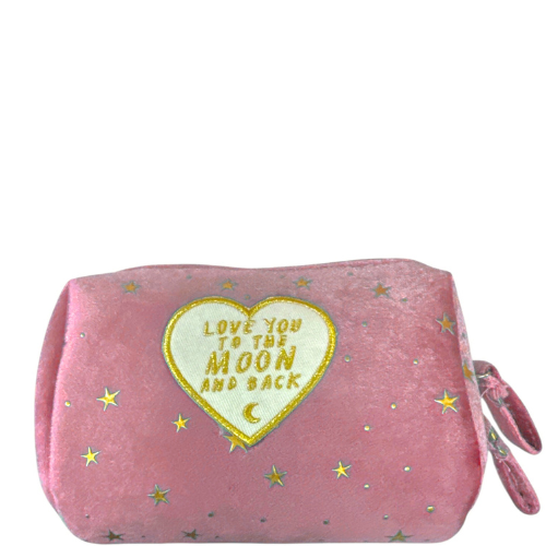 Pink and white illustrative pouch featuring "Love You to the Moon and Back" design by Private label.