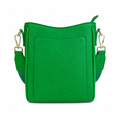 AHDORNED Madelyn vegan pebble leather messenger bag with adjustable strap and silver hardware, featuring a stylish, textured design.