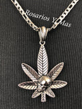 Marijuana Skull with 24" Necklace (Stainless Steel)