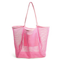 Mesh beach tote handbag in sandproof and waterproof material, featuring a stylish design for summer outings.