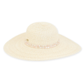 Sun N Sand metallic trim paper braid floppy hat with a 5-inch brim, featuring woven paper material and stylish metallic accents.