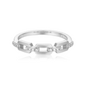 Rhodium plated sterling silver mini-link stackable ring by M by Monte Luna, showcasing a delicate interlinked design.
