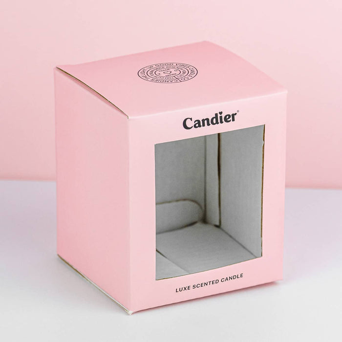 Candier Mom Love You candle with a white container and black text, perfect for heartfelt gifts and home decor.
