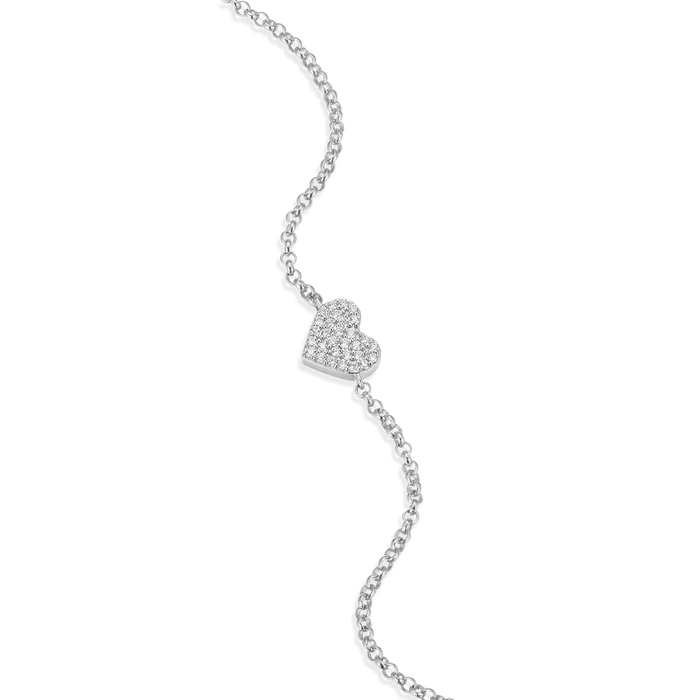 M by Monte Luna pave heart pendant bolo bracelet with adjustable chain and shimmering details.