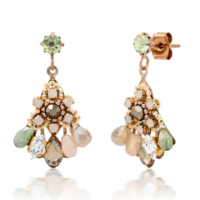 Tai Jewelry multi-bead and gem chandelier earring with colorful beads and sparkling gemstones, stylish and elegant accessory.