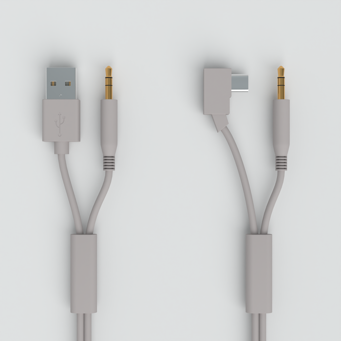 MySound 2m USB-C power and 3.5mm audio demo cable for headphone displays