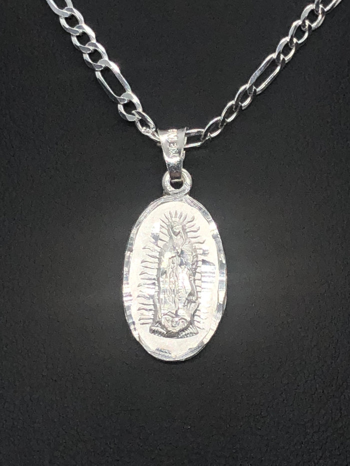 Our Lady of Guadalupe and St Jude with 22" Necklace (.925 PURE SILVER)