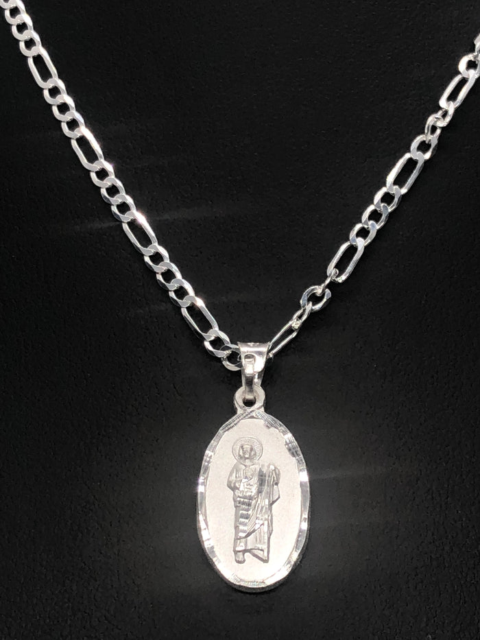 Our Lady of Guadalupe and St Jude with 22" Necklace (.925 PURE SILVER)