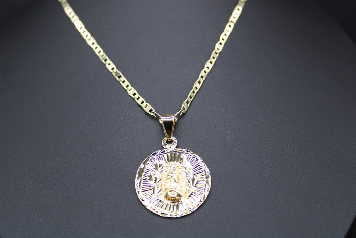Our Lady of Guadalupe with 22" Necklace (24K Gold Plated)