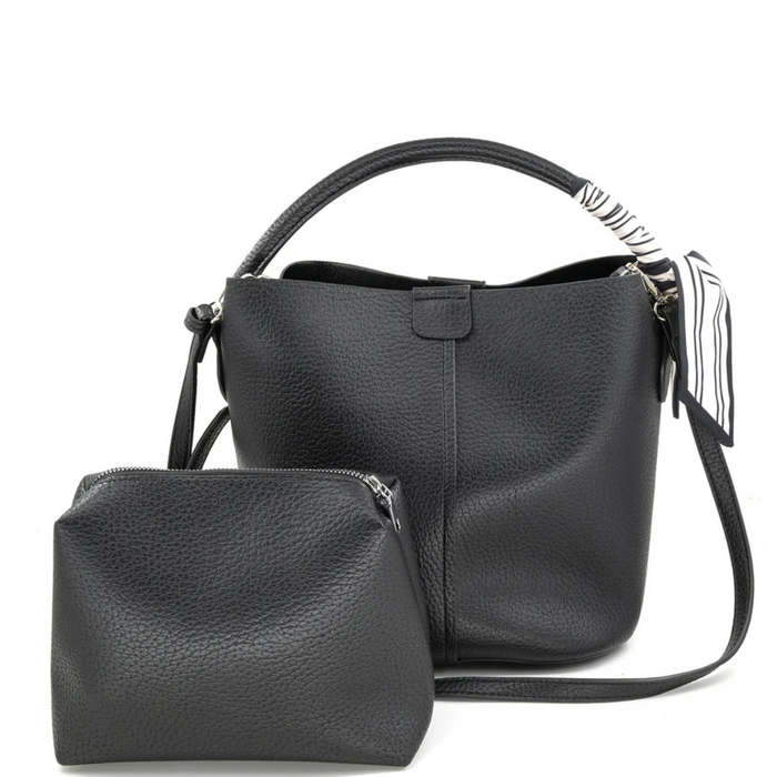 Parisian Bucket Bag from Private label, featuring a stylish design with a soft leather exterior and drawstring closure.
