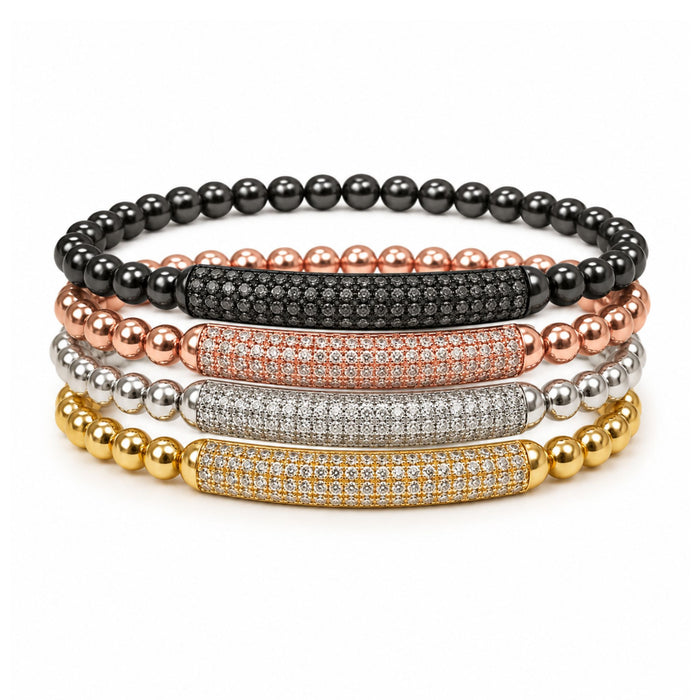 Pavé Bar Beaded Stretch Bracelet