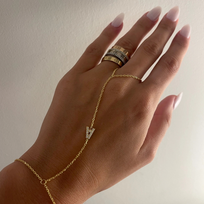 Pave Initial Hand Chain