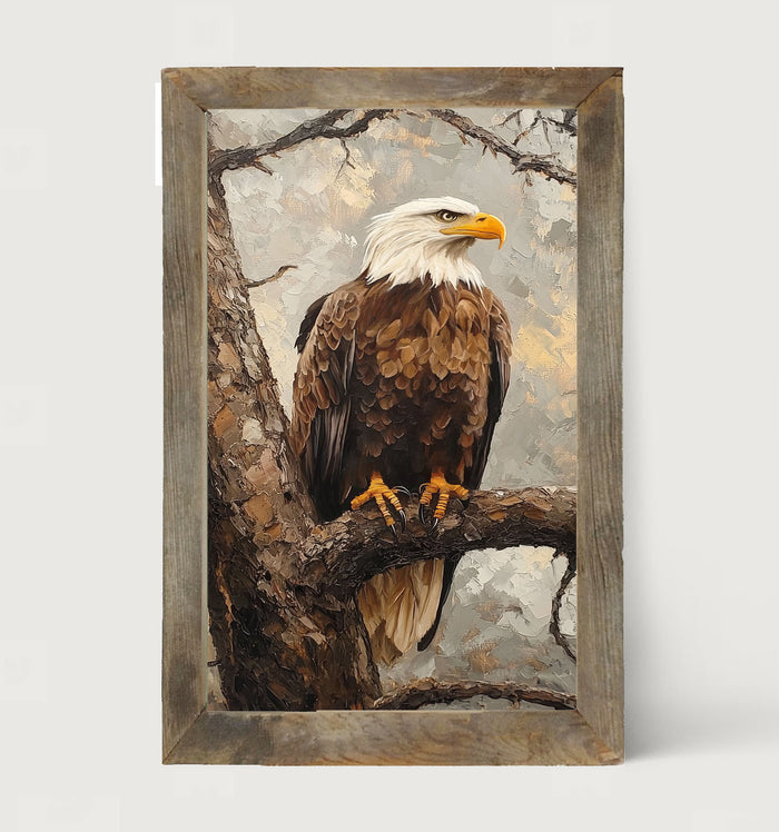 Perched Eagle - Framed art