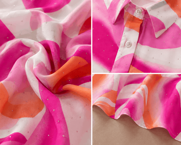Pink Abstract Printed Flared Shirt - Nishat Creative Store