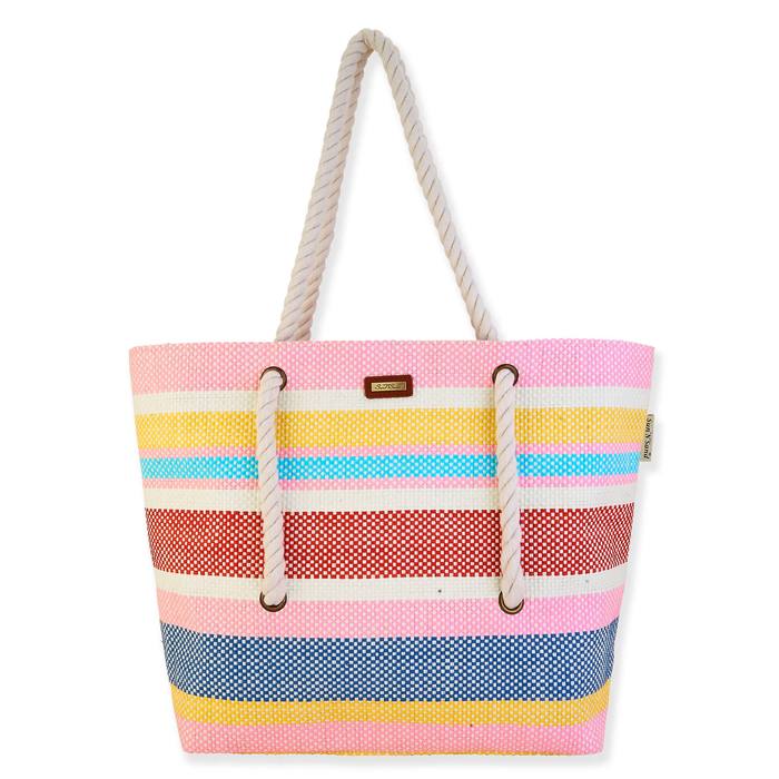 Sun n Sand Poppy Beach Tote bag with colorful floral design, spacious interior, perfect for carrying beach essentials.