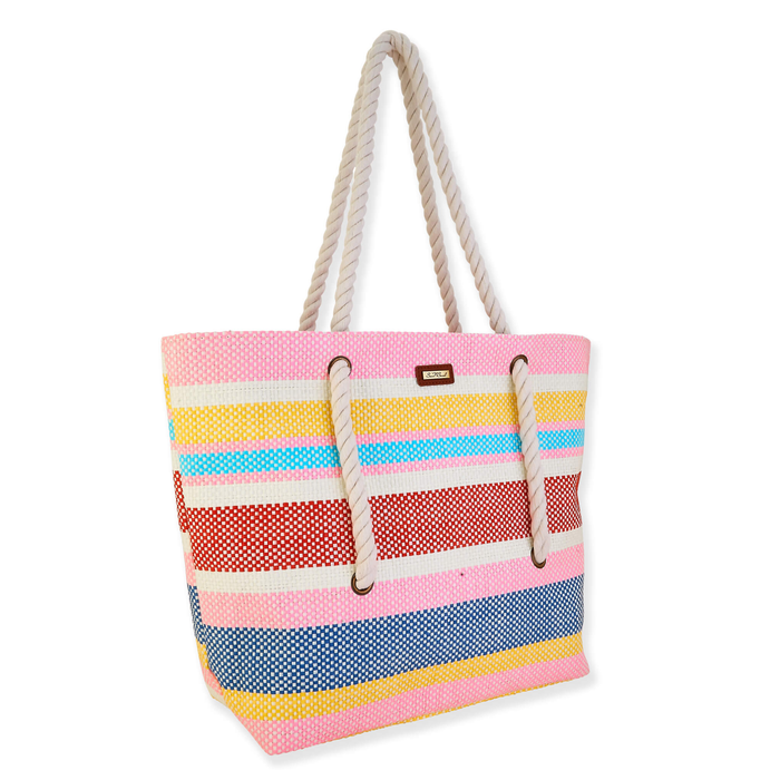 Sun n Sand Poppy Beach Tote bag with colorful floral design, spacious interior, perfect for carrying beach essentials.
