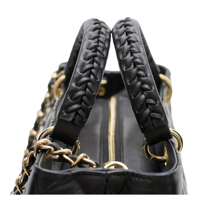 Quilted genuine leather tote bag with spacious interior and sturdy handles, stylish handbag accessory by Private Label.