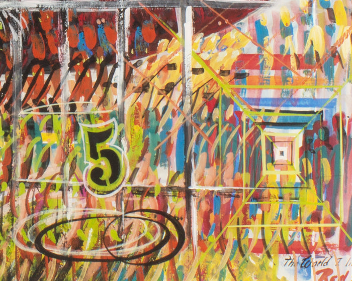 Red S. “The World I Live In” Abstract Gouache Painting