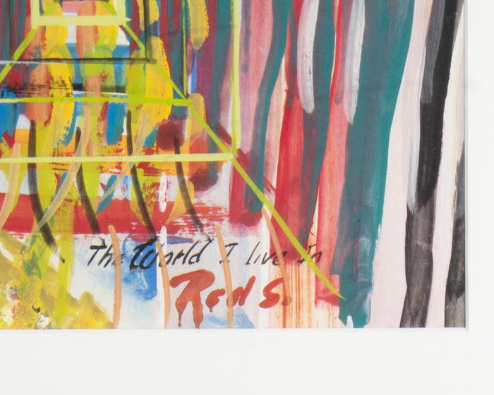 Red S. “The World I Live In” Abstract Gouache Painting