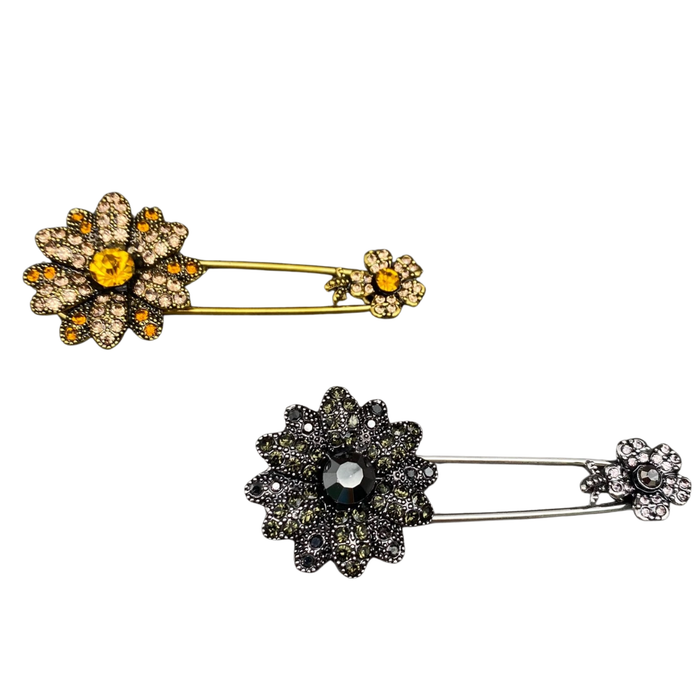 Private label rhinestone flower brooch with sparkling floral design, perfect for elegant accessories and embellishments.