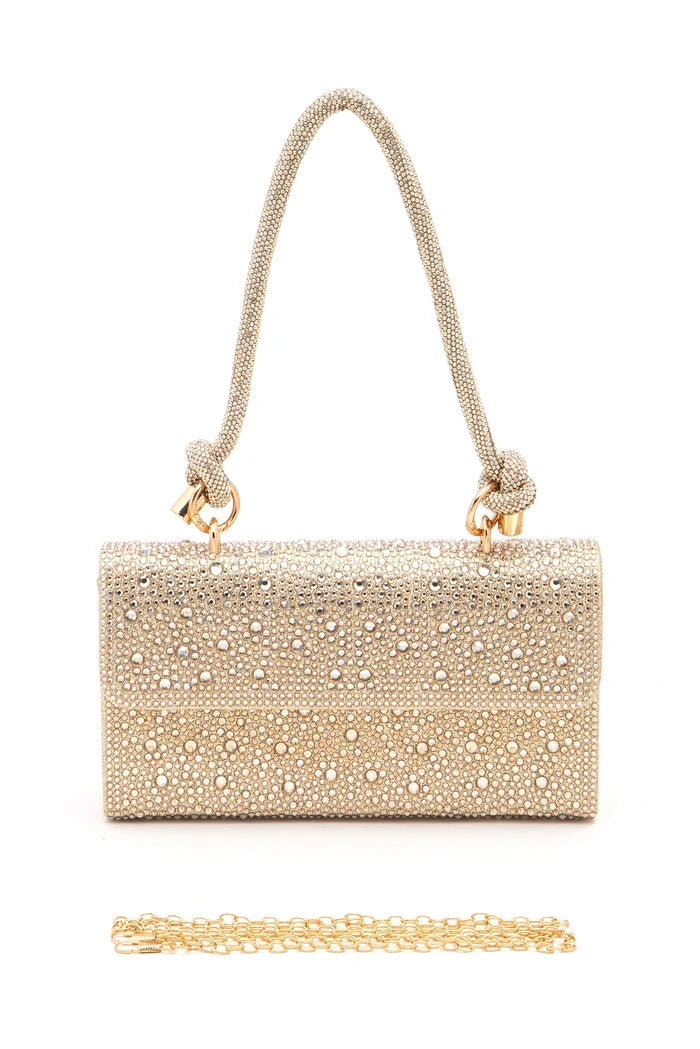 Rhinestone Top Handle Convertible Evening Bag