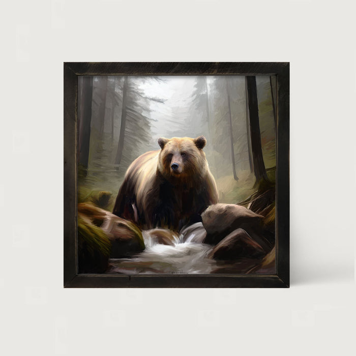Riverside Bear - Framed art