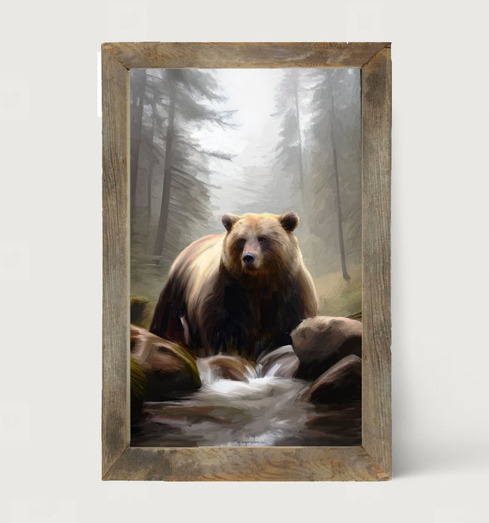 Riverside Bear - Framed art