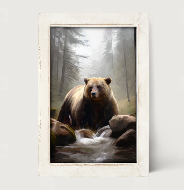 Riverside Bear - Framed art