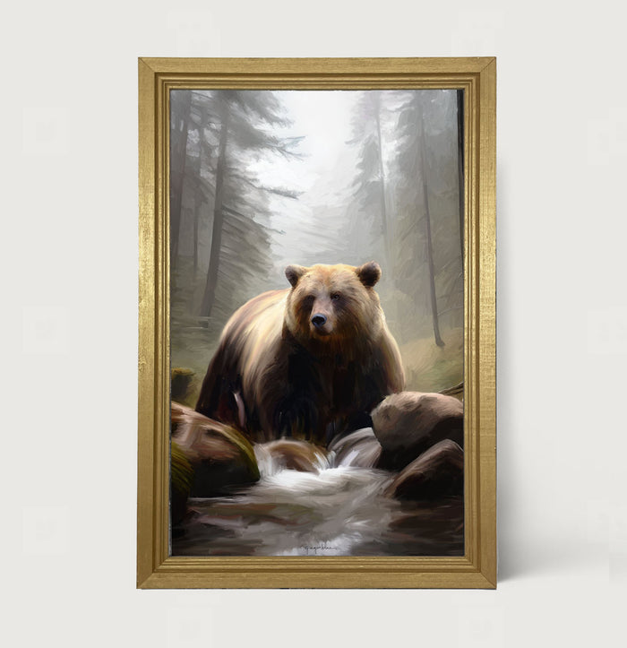 Riverside Bear - Framed art