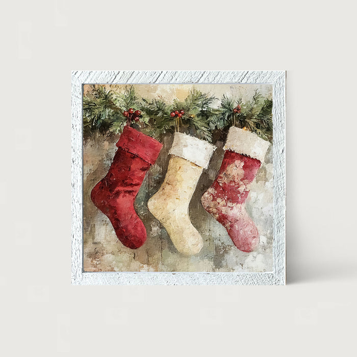 Rustic Red and White Stockings