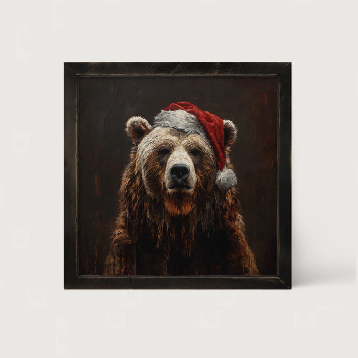 Santa Hat Bear - Framed Art