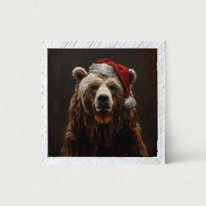 Santa Hat Bear - Framed Art