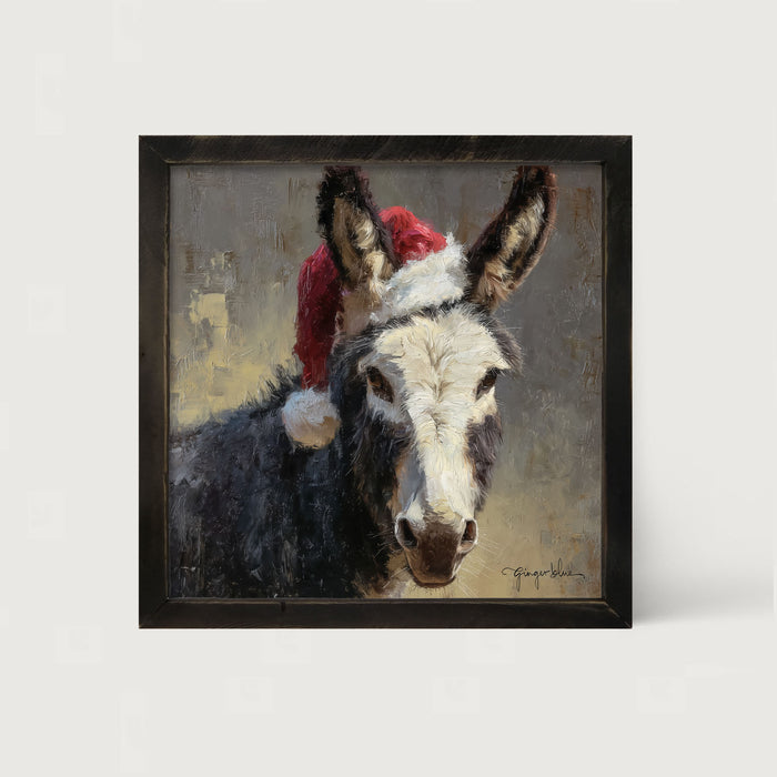 Santa Hat Donkey - Framed Art