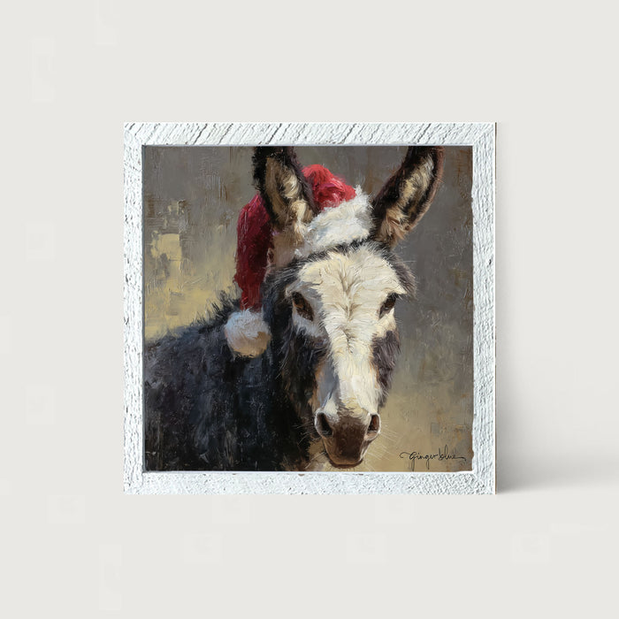 Santa Hat Donkey - Framed Art
