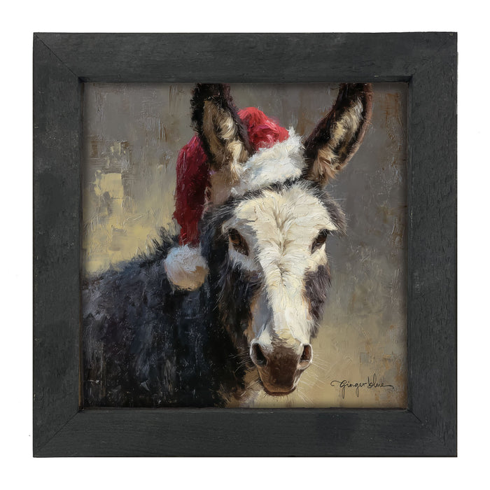 Santa Hat Donkey - Framed Art