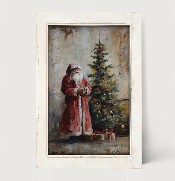 Santa with Christmas Tree - Framed Art