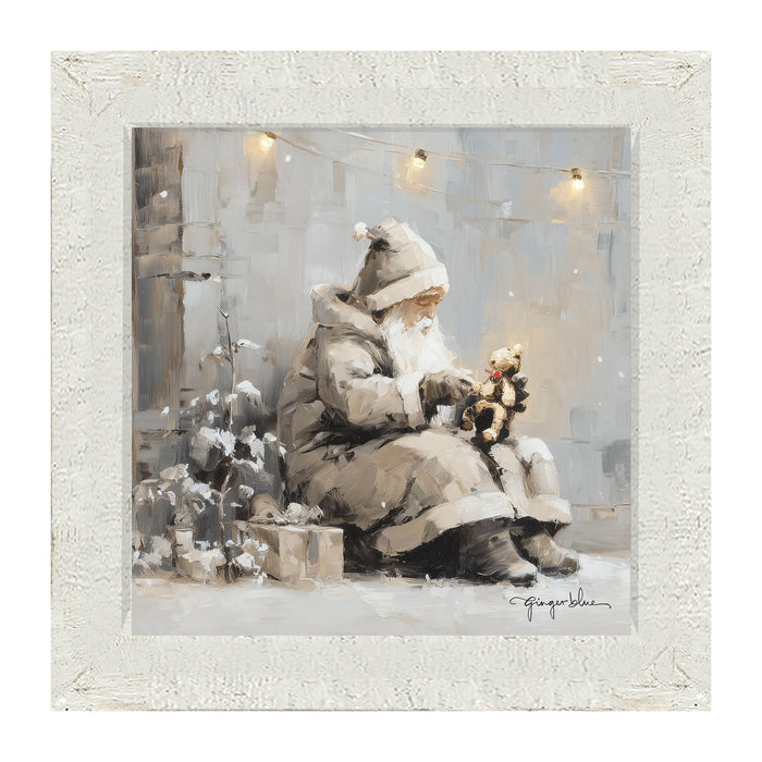 Santa with Teddy Bear - Framed Art