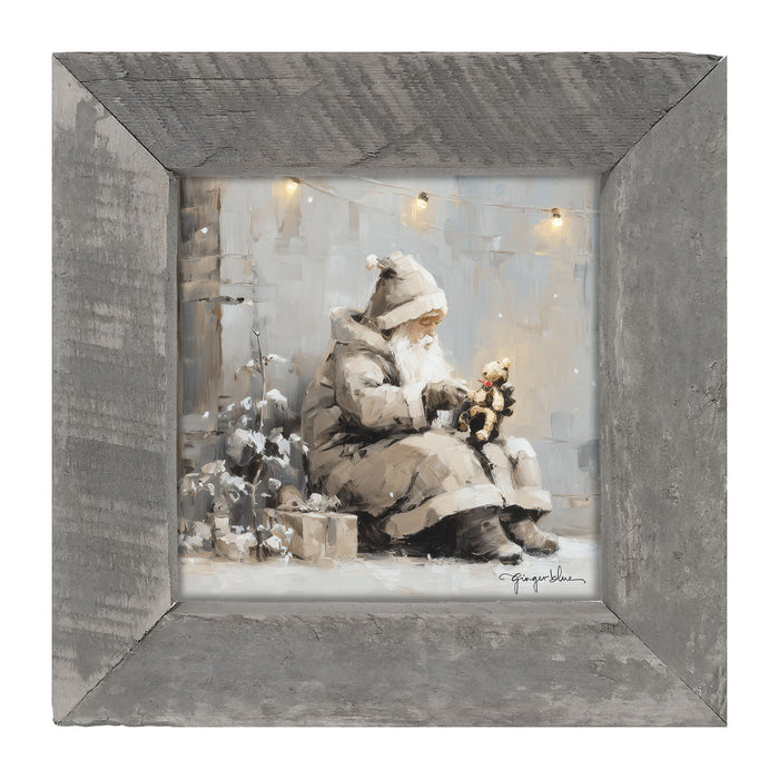 Santa with Teddy Bear - Framed Art