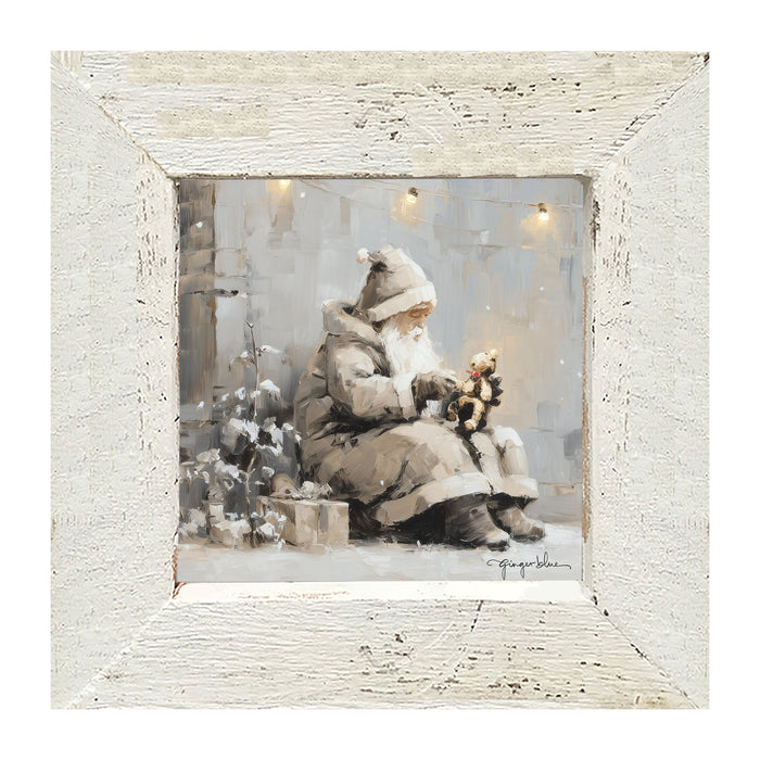 Santa with Teddy Bear - Framed Art