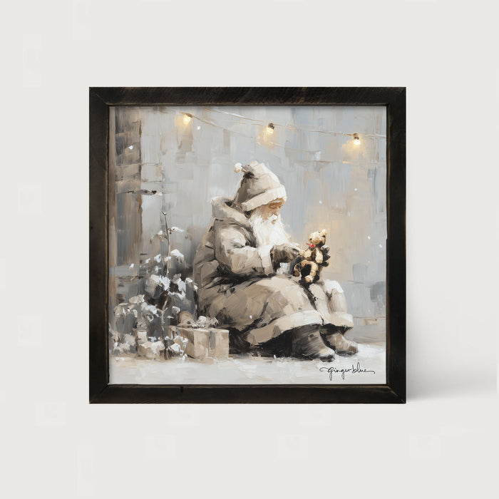 Santa with Teddy Bear - Framed Art