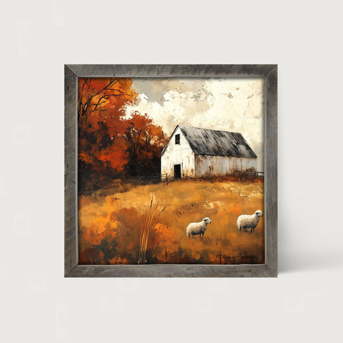 Sheep in Autumn - Framed Art