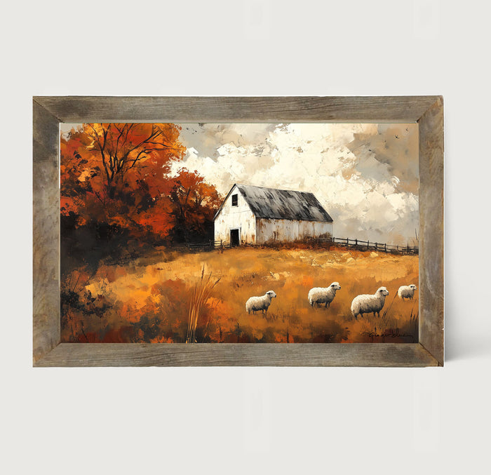 Sheep in Autumn - Framed Art
