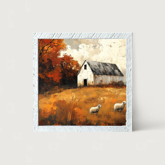Sheep in Autumn - Framed Art