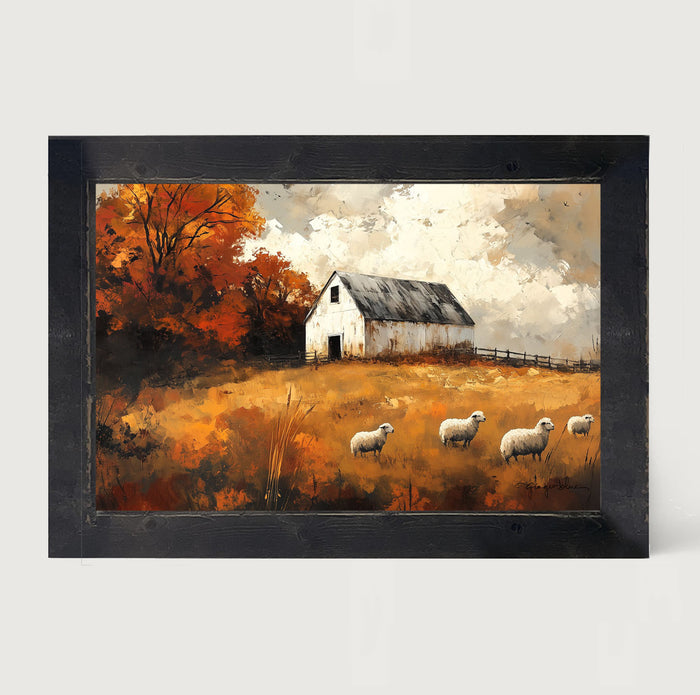 Sheep in Autumn - Framed Art