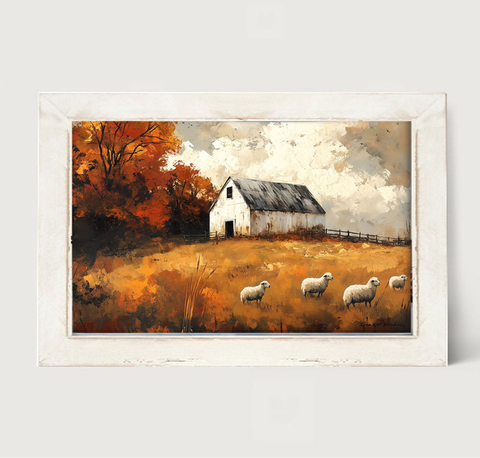 Sheep in Autumn - Framed Art