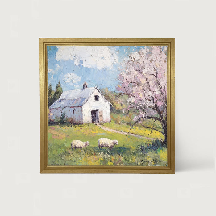 Sheep in Spring - Framed Art