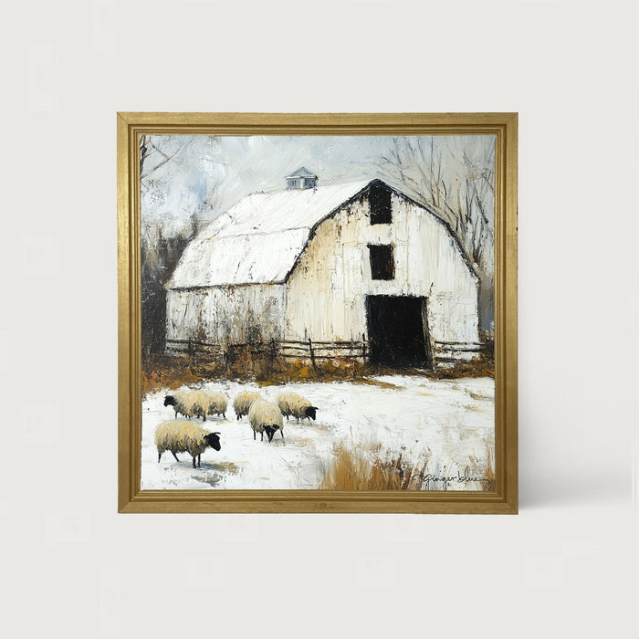 Sheep in Winter - Framed Art