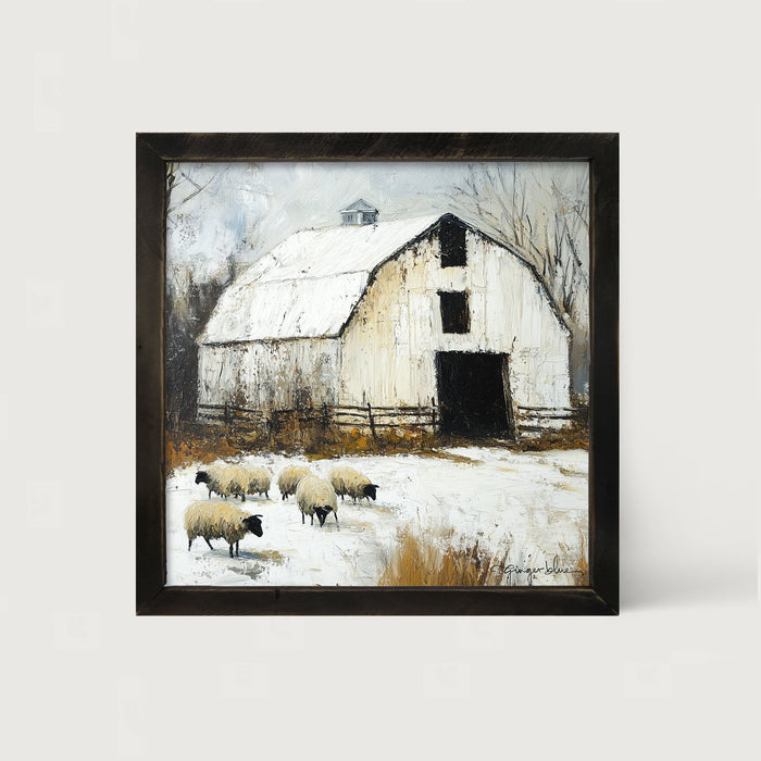 Sheep in Winter - Framed Art