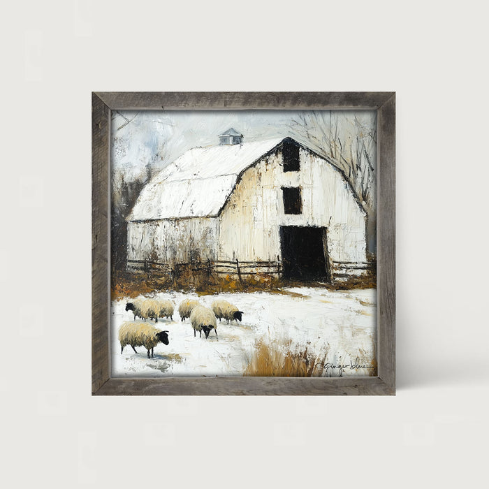 Sheep in Winter - Framed Art
