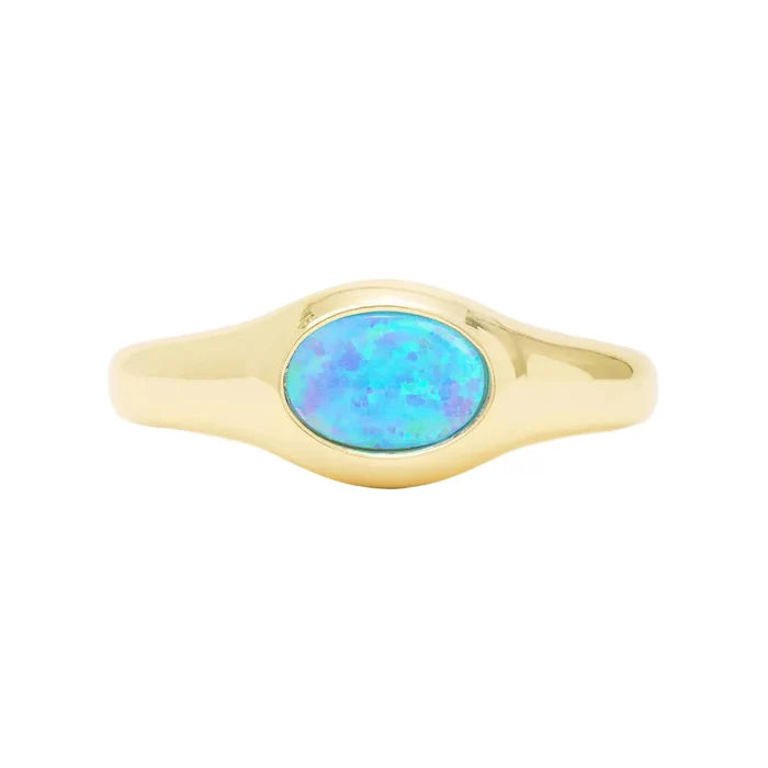 Melinda Maria "She's a Boss" signet ring featuring a sleek gold band and engraved bold lettering for empowering style.